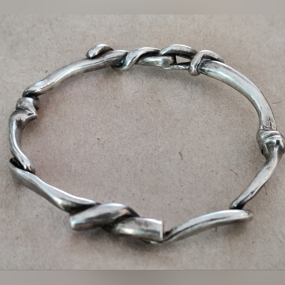 Vintage Sterling Silver Modernist Brutalist Bangle bracelet - Picture 5 of 12